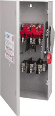Eaton Cutler-Hammer - 100 Amp, 250 VDC, 480-600 VAC, 3 Pole Fused Safety Switch - NEMA 1, 1 Phase, 30 hp at 480 VAC, 40 hp at 600 VAC (Single Phase), 60 hp at 480 VAC, 75 hp at 600 VAC (Triple Phase), 3PST Contact Form - Apex Tool & Supply
