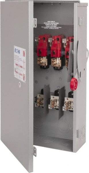 Eaton Cutler-Hammer - 200 Amp, 250 VDC, 480-600 VAC, 3 Pole Fused Safety Switch - NEMA 3R, 3 Phase, 50 hp at 480/600 VAC (Single Phase), 125 hp at 480 VAC, 150 hp at 600 VAC (Triple Phase), 3PST Contact Form - Apex Tool & Supply