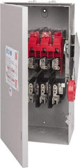 Eaton Cutler-Hammer - 30 Amp, 250 VDC, 480-600 VAC, 3 Pole Fused Safety Switch - NEMA 3R, 3 Phase, 7-1/2 hp at 480 VAC, 10 hp at 600 VAC (Single Phase), 15 hp at 480 VAC, 20 hp at 600 VAC (Triple Phase), 3PST Contact Form - Apex Tool & Supply