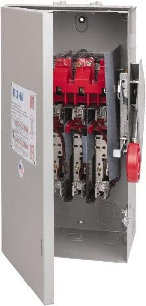 Eaton Cutler-Hammer - 60 Amp, 250 VDC, 480-600 VAC, 3 Pole Fused Safety Switch - NEMA 3R, 3 Phase, 20 hp at 480 VAC, 25 hp at 600 VAC (Single Phase), 30 hp at 480 VAC, 50 hp at 600 VAC (Triple Phase), 3PST Contact Form - Apex Tool & Supply