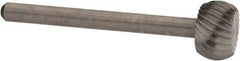 Made in USA - 3/8" Cut Diam, 1/8" Shank Diam, Flatted Ball Head Single Cut Burr - High Speed Steel, Flat End, 7/32" LOC, 1-1/2" OAL - Apex Tool & Supply