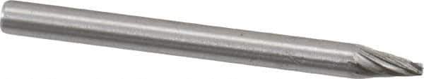Made in USA - 1/8" Cut Diam, 1/8" Shank Diam, Cone Head Single Cut Burr - High Speed Steel, Point End, 1/4" LOC, 1-1/2" OAL - Apex Tool & Supply