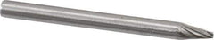 Made in USA - 1/8" Cut Diam, 1/8" Shank Diam, Cone Head Single Cut Burr - High Speed Steel, Point End, 1/4" LOC, 1-1/2" OAL - Apex Tool & Supply