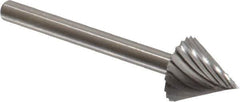 Made in USA - 3/8" Cut Diam, 1/8" Shank Diam, Cone Head Single Cut Burr - High Speed Steel, Point End, 3/8" LOC, 1-1/2" OAL - Apex Tool & Supply