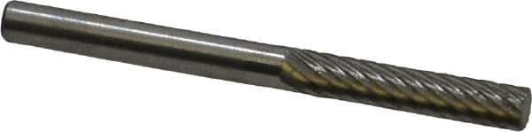 Made in USA - 1/8" Cut Diam, 1/8" Shank Diam, Cylinder Head Single Cut Burr - High Speed Steel, Flat End, 5/8" LOC, 1-1/2" OAL - Apex Tool & Supply