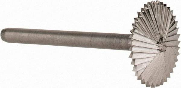 Made in USA - 5/8" Cut Diam, 1/8" Shank Diam, Double Angle Head Double Cut Burr - High Speed Steel, 1/8" LOC, 1-1/2" OAL - Apex Tool & Supply