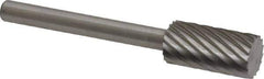 Made in USA - 1/4" Cut Diam, 1/8" Shank Diam, Cylinder Head Single Cut Burr - High Speed Steel, Flat End, 1/2" LOC, 1-1/2" OAL - Apex Tool & Supply