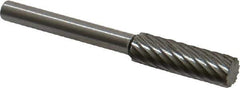 Made in USA - 3/16" Cut Diam, 1/8" Shank Diam, Cylinder Head Single Cut Burr - High Speed Steel, Flat End, 5/8" LOC, 1-1/2" OAL - Apex Tool & Supply