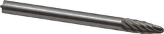 Made in USA - 1/8" Cut Diam, 1/8" Shank Diam, Tree with Radius Head Single Cut Burr - High Speed Steel, Radius End, 5/16" LOC, 1-1/2" OAL - Apex Tool & Supply
