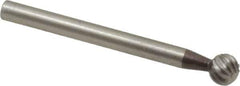 Made in USA - 3/16" Cut Diam, 1/8" Shank Diam, Ball Head Single Cut Burr - High Speed Steel, Radius End, 3/16" LOC, 1-1/2" OAL - Apex Tool & Supply