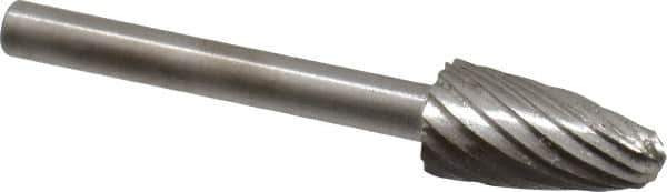 Made in USA - 1/4" Cut Diam, 1/8" Shank Diam, Tree with Radius Head Single Cut Burr - High Speed Steel, Radius End, 1/2" LOC, 1-1/2" OAL - Apex Tool & Supply