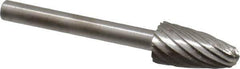 Made in USA - 1/4" Cut Diam, 1/8" Shank Diam, Tree with Radius Head Single Cut Burr - High Speed Steel, Radius End, 1/2" LOC, 1-1/2" OAL - Apex Tool & Supply
