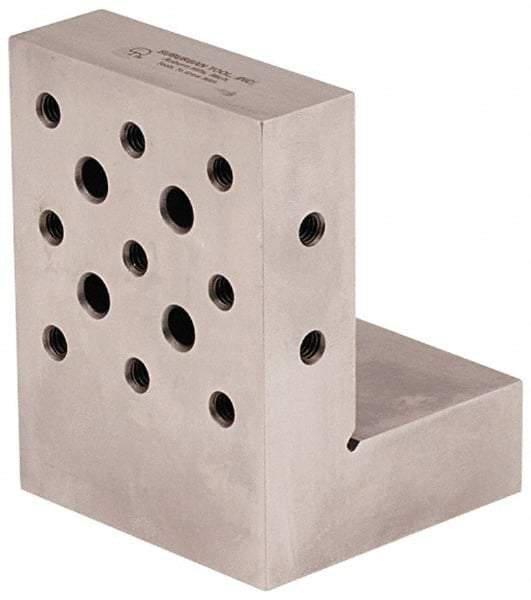 Suburban Tool - 3" Wide x 4" Deep x 3" High Steel Precision-Ground Angle Plate - Standard Plate, Machined Holes on Surface, Open End, 1" Thick, Pair of Plates - Apex Tool & Supply