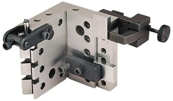 Suburban Tool - 4" Wide x 4" Deep x 4-1/2" High Steel Precision-Ground Angle Plate - V-Step Plate, Machined Holes on Surface, Open End, 1" Thick, Pair of Plates - Apex Tool & Supply