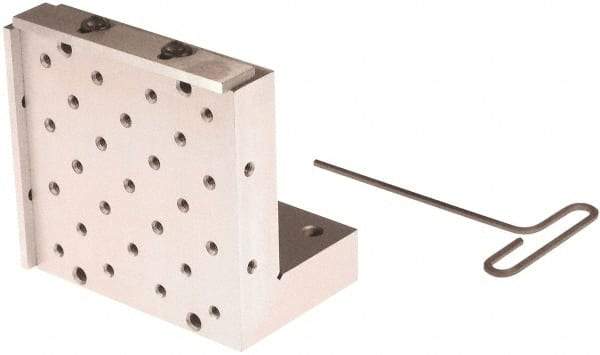 Suburban Tool - 6" Wide x 6" Deep x 4" High Steel Precision-Ground Angle Plate - Standard Plate, Machined Holes on Surface, Open End, 1-1/4" Thick, Pair of Plates - Apex Tool & Supply