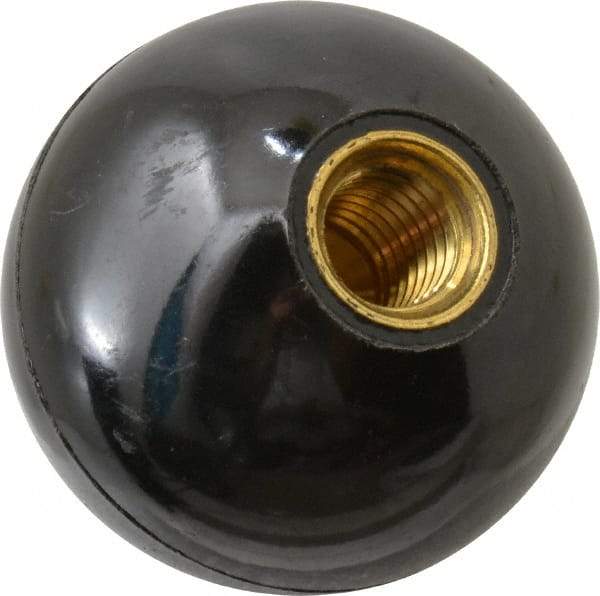 TE-CO - 1/2-13 Thread, 1-7/8" Diam, Plastic Ball Knob - Black, Plastic, Ball Grip, 5/8" Hole Depth - Apex Tool & Supply