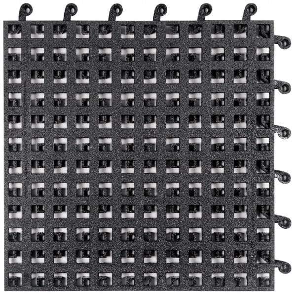 Wearwell - 18" Long x 18" Wide x 7/8" Thick, Anti-Fatigue Modular Matting Tiles - Male & Female, 4 Interlocking Sides, Black, For Dry & Wet Areas, Series 561 - Apex Tool & Supply