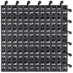 Wearwell - 18" Long x 18" Wide x 7/8" Thick, Anti-Fatigue Modular Matting Tiles - Male & Female, 4 Interlocking Sides, Black, For Dry & Wet Areas, Series 561 - Apex Tool & Supply