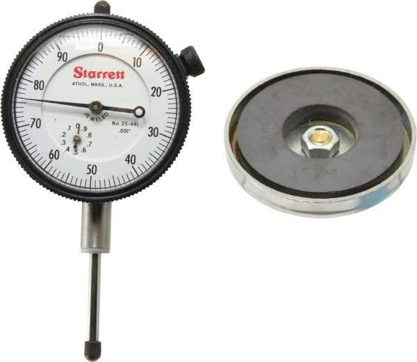Starrett - 0.001" Graduation, 0-100 Dial Reading, Indicator & Base Kit - 0.34" Base Height, 2" Base Diam - Apex Tool & Supply