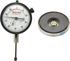 Starrett - 0.001" Graduation, 0-100 Dial Reading, Indicator & Base Kit - 0.34" Base Height, 2" Base Diam - Apex Tool & Supply