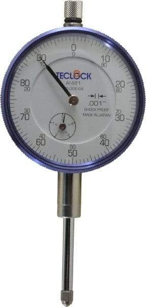 Teclock - 0.001" Graduation, 0-100 Dial Reading, Indicator & Base Kit - 0.34" Base Height, 2" Base Diam - Apex Tool & Supply