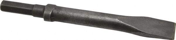 Made in USA - 1" Head Width, 9" OAL, 1/2" Shank Diam, Flat Chisel - Hex Drive, Hex Shank, Alloy Steel - Apex Tool & Supply