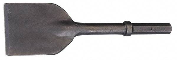 Made in USA - 5" Head Width, 11" OAL, 1-1/8" Shank Diam, Asphalt Cutter Chisel - Hex Drive, Hex Shank, Alloy Steel - Apex Tool & Supply