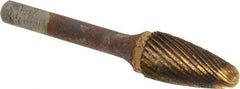 Atrax - 1/2" Cut Diam, 1/4" Shank Diam, Tree Head Double Cut Burr - Carbide, Radius End, 1" LOC, 2-3/4" OAL - Apex Tool & Supply