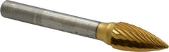 Atrax - 3/8" Cut Diam, 1/4" Shank Diam, Tree Head Single Cut Burr - Carbide, Point End, 3/4" LOC, 2-3/4" OAL - Apex Tool & Supply