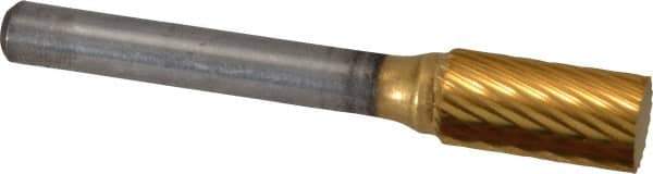 Atrax - 3/8" Cut Diam, 1/4" Shank Diam, Cylinder Head Single Cut Burr - Carbide, Flat End, 3/4" LOC, 2-3/4" OAL - Apex Tool & Supply