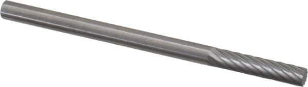 Made in USA - 1/8" Cut Diam, 9/16" Shank Diam, Cylinder Head Single Cut Burr - Carbide, Flat End, 9/16" LOC, 2" OAL - Apex Tool & Supply