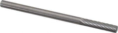 Made in USA - 1/8" Cut Diam, 9/16" Shank Diam, Cylinder Head Single Cut Burr - Carbide, Flat End, 9/16" LOC, 2" OAL - Apex Tool & Supply