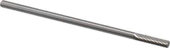 Made in USA - 1/8" Cut Diam, 1/8" Shank Diam, Cylinder Head Single Cut Burr - Carbide, Flat End, 9/16" LOC, 1-1/2" OAL - Apex Tool & Supply