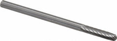 Made in USA - 1/8" Cut Diam, 9/16" Shank Diam, Cylinder with Radius Head Single Cut Burr - Carbide, Radius End, 9/16" LOC, 2" OAL - Apex Tool & Supply