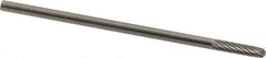 Made in USA - 1/8" Cut Diam, 1/8" Shank Diam, Cylinder with Radius Head Single Cut Burr - Carbide, Radius End, 9/16" LOC, 1-1/2" OAL - Apex Tool & Supply