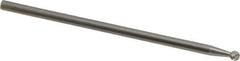 Made in USA - 1/8" Cut Diam, 1/8" Shank Diam, Ball Head Single Cut Burr - Carbide, Radius End, 1/8" LOC, 3" OAL - Apex Tool & Supply