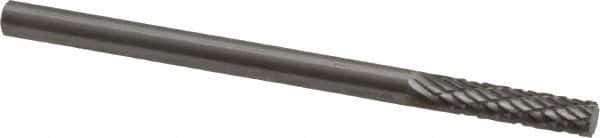 Made in USA - 1/8" Cut Diam, 1/8" Shank Diam, Cylinder Head Double Cut Burr - Carbide, Flat End, 3/16" LOC, 2" OAL - Apex Tool & Supply