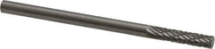 Made in USA - 1/8" Cut Diam, 1/8" Shank Diam, Cylinder Head Double Cut Burr - Carbide, Flat End, 3/16" LOC, 2" OAL - Apex Tool & Supply
