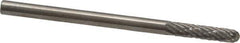 Made in USA - 1/8" Cut Diam, 1/8" Shank Diam, Cylinder with Radius Head Double Cut Burr - Carbide, Radius End, 9/16" LOC, 2" OAL - Apex Tool & Supply