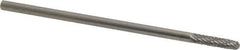 Made in USA - 1/8" Cut Diam, 1/8" Shank Diam, Cylinder with Radius Head Double Cut Burr - Carbide, Radius End, 9/16" LOC, 1-1/2" OAL - Apex Tool & Supply