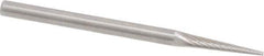 Made in USA - 1/8" Cut Diam, 1/8" Shank Diam, Cone Head Single Cut Burr - Carbide, 5/8" LOC, 2" OAL - Apex Tool & Supply