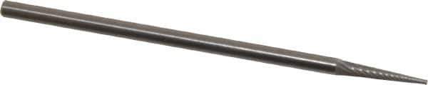 Made in USA - 1/8" Cut Diam, 1/8" Shank Diam, Cone Head Single Cut Burr - Carbide, Point End, 5/8" LOC, 1-1/2" OAL - Apex Tool & Supply