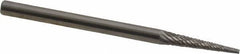 Made in USA - 1/8" Cut Diam, 1/8" Shank Diam, Cone Head Double Cut Burr - Carbide, 5/8" LOC, 2" OAL - Apex Tool & Supply