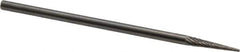 Made in USA - 1/8" Cut Diam, 1/8" Shank Diam, Cone Head Double Cut Burr - Carbide, Point End, 5/8" LOC, 1-1/2" OAL - Apex Tool & Supply