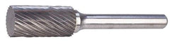 SGS Pro - 1" Cut Diam, 1/4" Shank Diam, Cylinder Head Single Cut Burr - Carbide, Flat End, 1" LOC, 2-3/4" OAL - Apex Tool & Supply