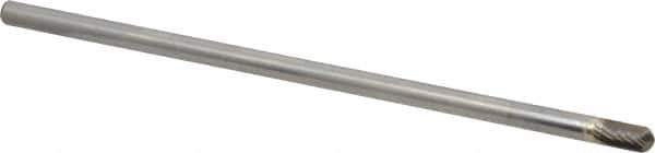 Atrax - 1/4" Cut Diam, 1/4" Shank Diam, Cylinder with Radius Head Single Cut Burr - Carbide, Radius End, 1/2" LOC, 6-1/2" OAL - Apex Tool & Supply