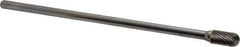 Atrax - 3/8" Cut Diam, 1/4" Shank Diam, Cylinder with Radius Head Single Cut Burr - Carbide, Radius End, 3/4" LOC, 6-3/4" OAL - Apex Tool & Supply