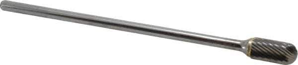 Atrax - 1/2" Cut Diam, 1/4" Shank Diam, Cylinder with Radius Head Single Cut Burr - Carbide, Radius End, 1" LOC, 7" OAL - Apex Tool & Supply