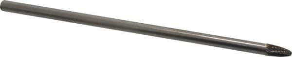 Atrax - 1/4" Cut Diam, 1/4" Shank Diam, Tree Head Single Cut Burr - Carbide, Radius End, 1/2" LOC, 6-3/4" OAL - Apex Tool & Supply