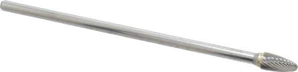 Atrax - 3/8" Cut Diam, 1/4" Shank Diam, Tree Head Single Cut Burr - Carbide, Radius End, 3/4" LOC, 6-3/4" OAL - Apex Tool & Supply